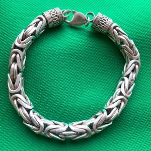 Heavy Byzantine sterling silver 9.5” long bracelet